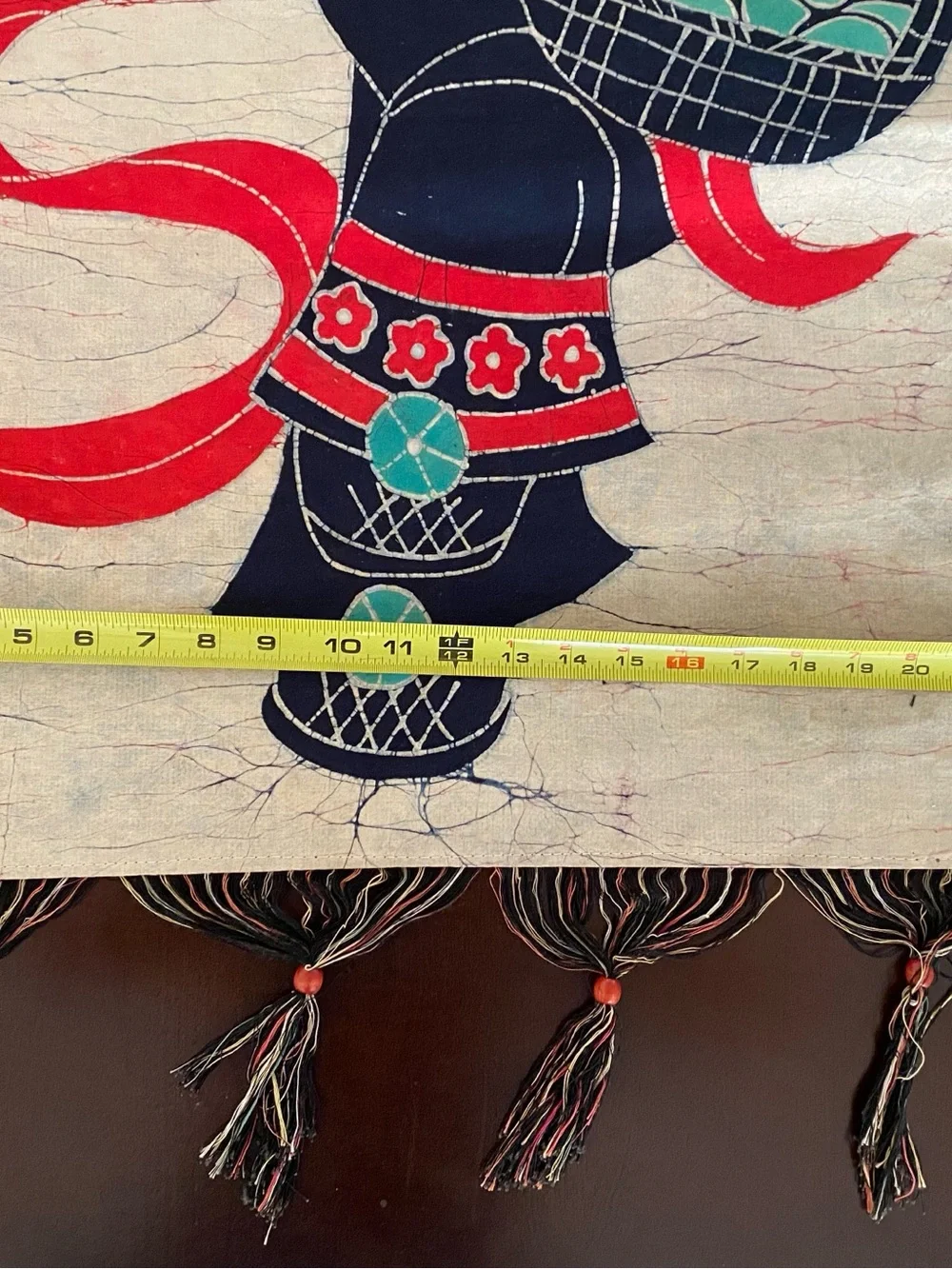 Traditional Folk Tapestry Wall Art in Red, Black, and Green